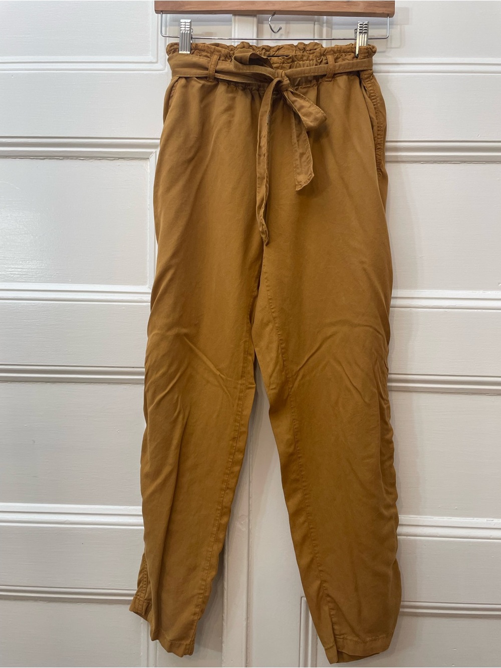 Sanctuary Women's Paper Bag style Tie-Waist Pants in Mustard
